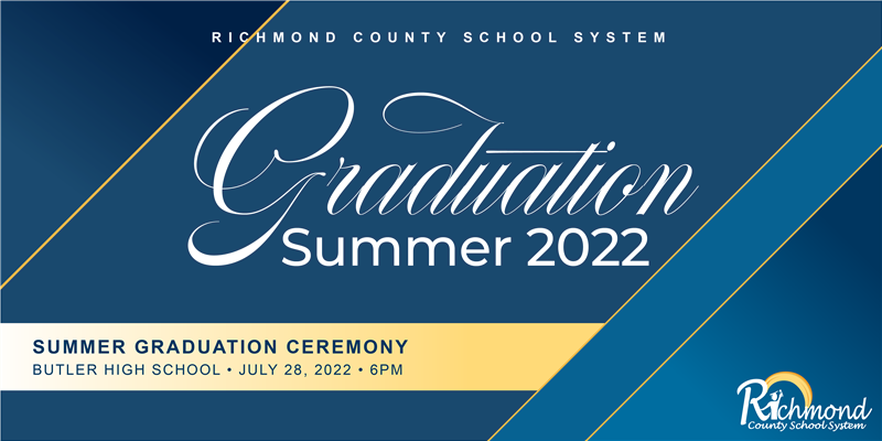 Image with font Summer Graduation Ceremony Butler High School July 28 2022 6 pm