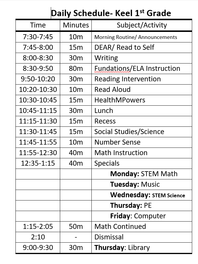 Daily Schedule