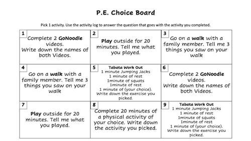 PE Choice Board