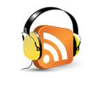 orange podcast symbol with yellow headphones 