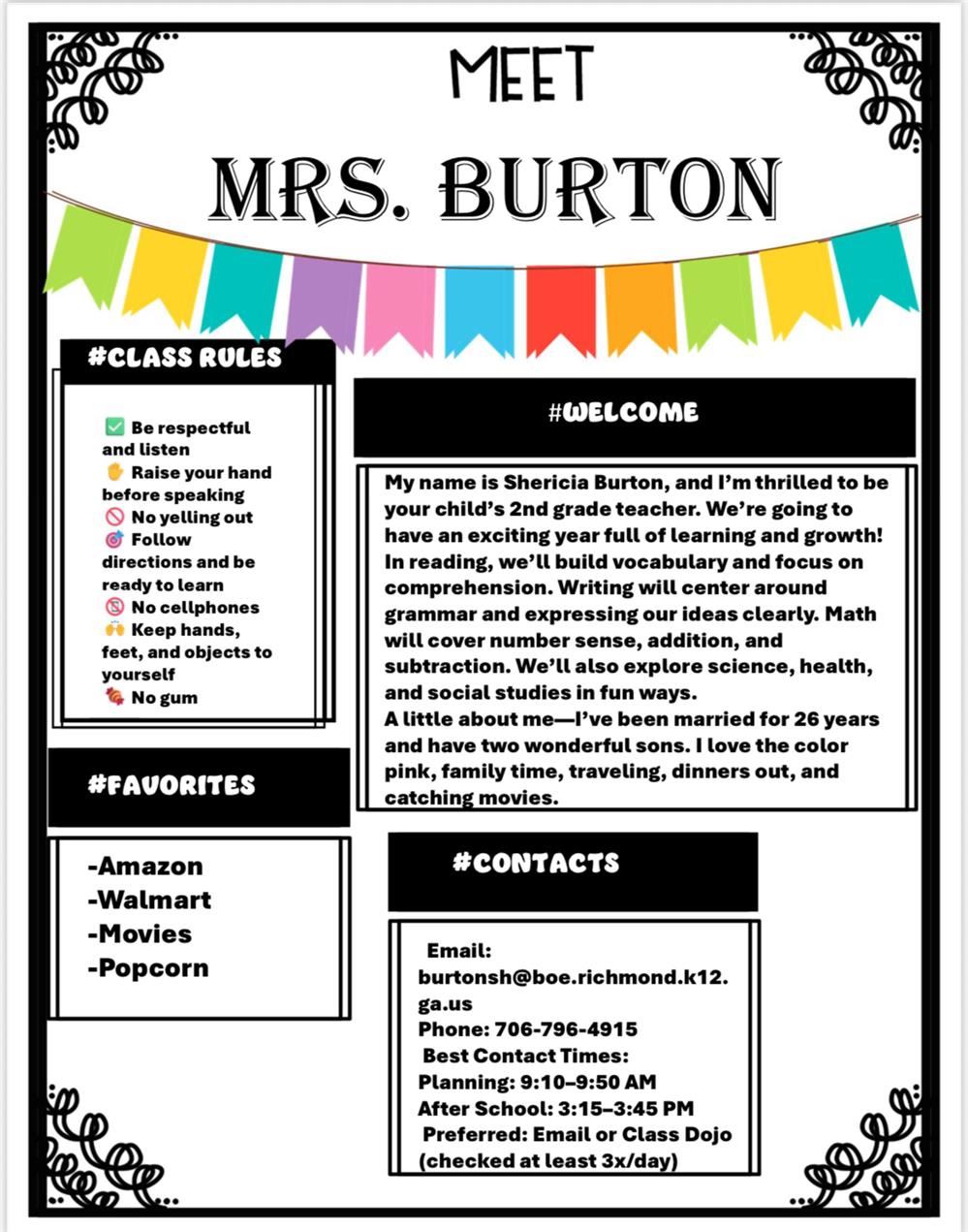 A Welcome letter written by the teacher