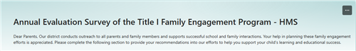 Annual Title I Family Engagement Evaluation Survey