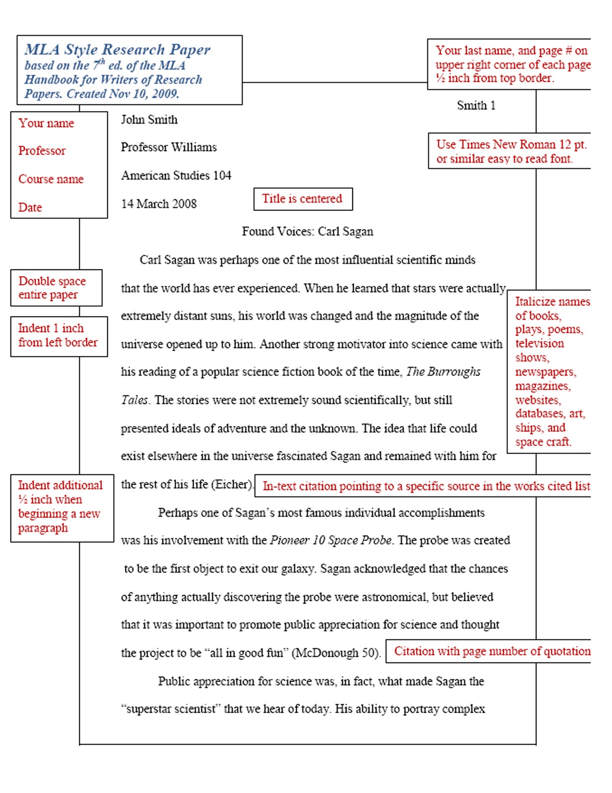 mla essay set up