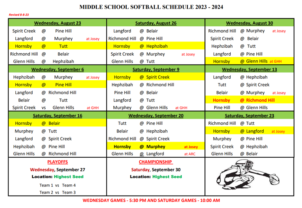 Softball Schedule