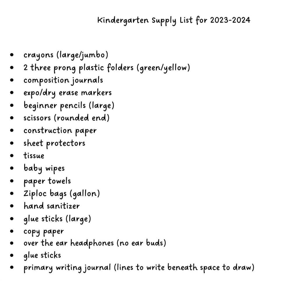 Smith, Amanda / Supply List 20232024