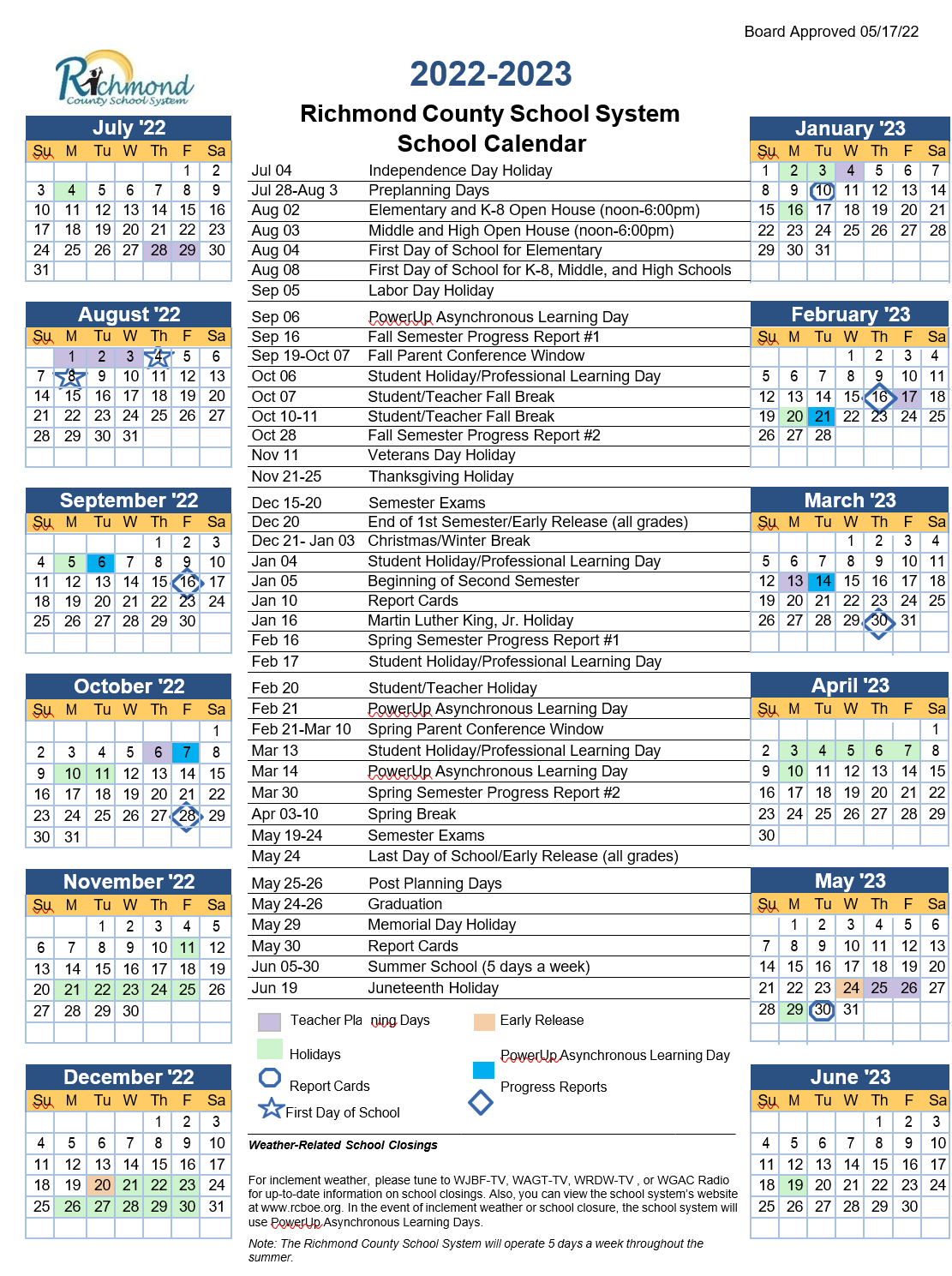 Sims, Shatara / School Calendar 20222023